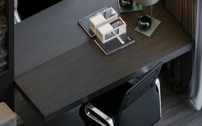 Soft light lamp on a clean desk